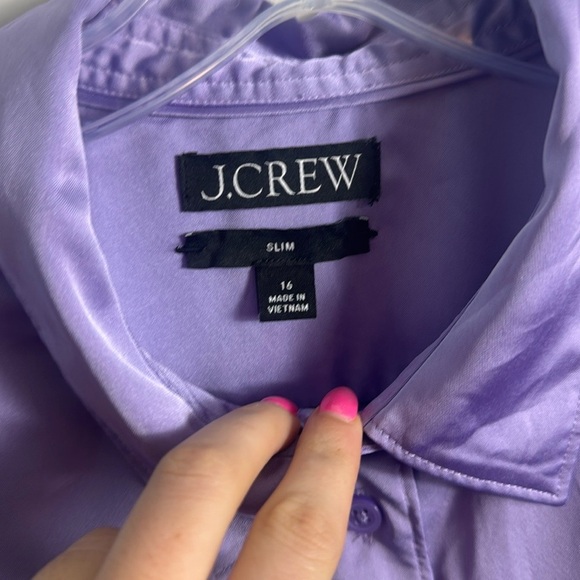 J. Crew Slim-fit drapey shirt in luster crepe size 16 minimalist basic purple - Picture 3 of 10